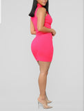 Women's Neon Pink Bodycon Slash Dress