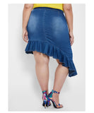 Okaaayyy Plus Size Asymmetric Denim Skirt